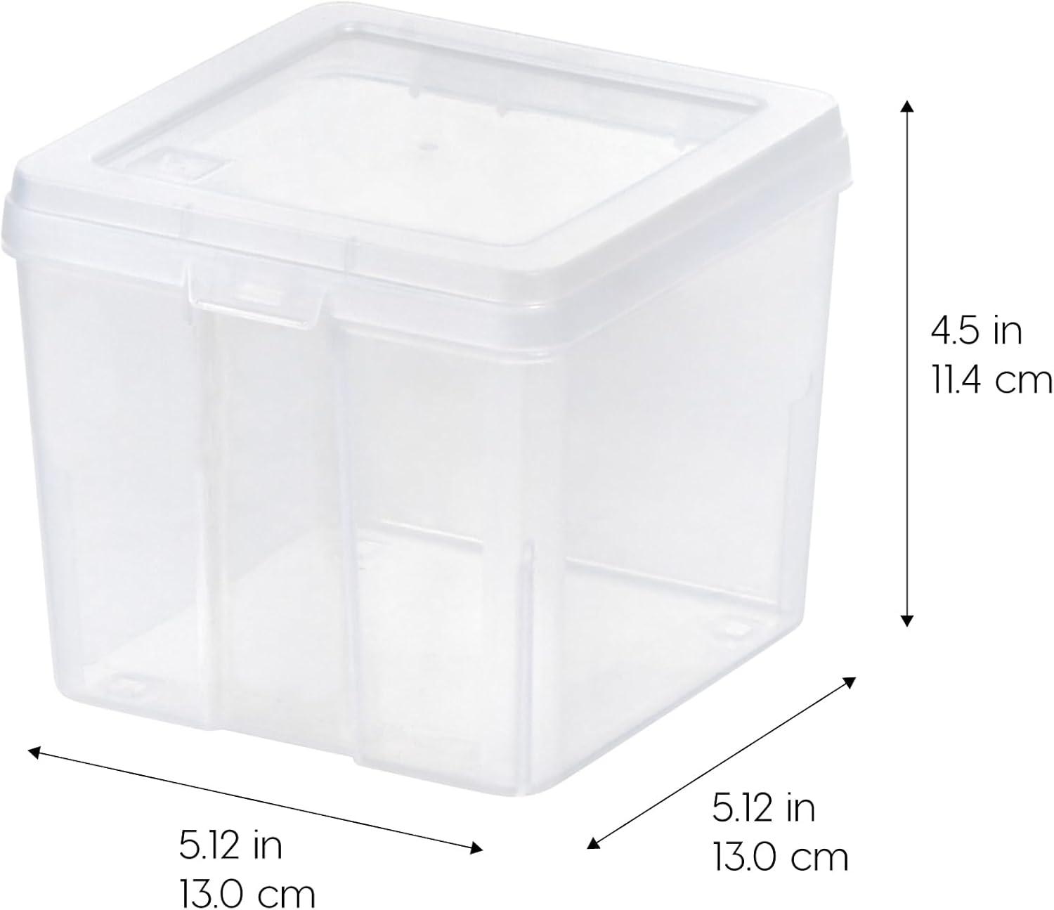 imageIRIS USA Vertical Plastic Flip Top Storage Containers Bins with Lids for Pantry Home Office Organization Large Stackable Hinged Organizer with Latches Clear 4 PackSmall  10 Pack