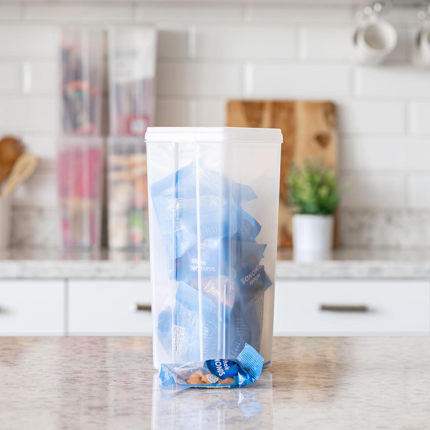 imageIRIS USA Vertical Plastic Flip Top Storage Containers Bins with Lids for Pantry Home Office Organization Large Stackable Hinged Organizer with Latches Clear 4 PackLarge  4 Pack