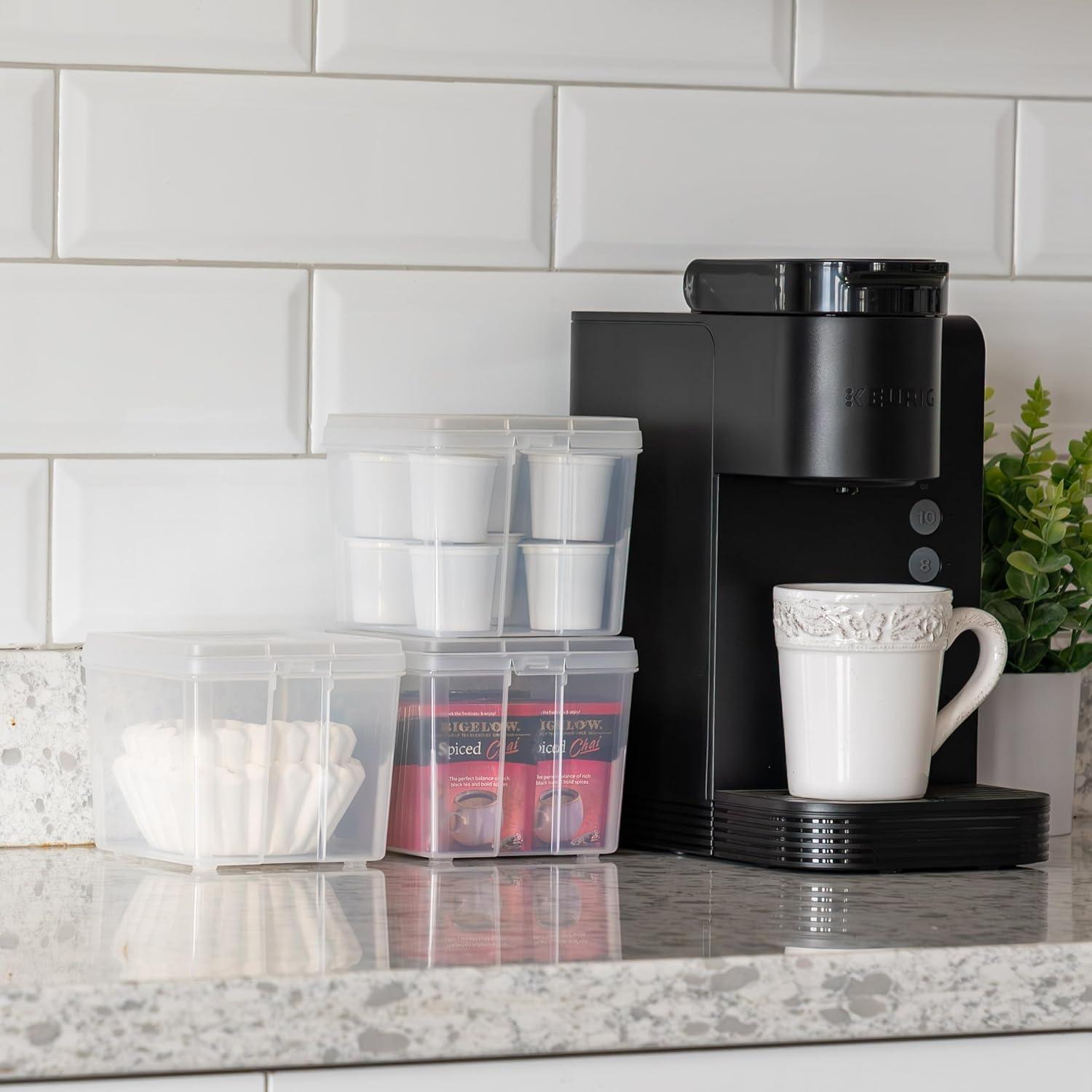 imageIRIS USA Vertical Plastic Flip Top Storage Containers Bins with Lids for Pantry Home Office Organization Large Stackable Hinged Organizer with Latches Clear 4 PackSmall  10 Pack