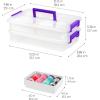 imageIRIS USA 1 Qt Plastic Storage Bins with Lids 2 Pack Craft Storage Container Sensory Bin Organizing Containers for Home Office ampamp Art Supplies Stackable WhiteLAYERED STACK  CARRY  2 LAYER
