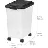 imageIRIS USA Airtight Dog Food Storage Container Up to 54 lbs Attachable Wheels For Dog Cat Bird and Other Pet Food Storage Bin Keep Fresh Translucent Body Easy Mobility 2 Pack BlackBlack