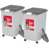 imageIRIS USA Airtight Dog Food Storage Container Up to 54 lbs Attachable Wheels For Dog Cat Bird and Other Pet Food Storage Bin Keep Fresh Translucent Body Easy Mobility 2 Pack BlackGrayDark Gray