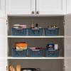 imageIRIS USA Plastic Basket 8Pack Small Shelves Storage Basket for Organizing Pantry Cabinet Bedroom Office Craft Room WhiteNavy
