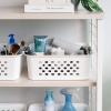 imageIRIS USA Plastic Basket 8Pack Small Shelves Storage Basket for Organizing Pantry Cabinet Bedroom Office Craft Room WhiteWhite