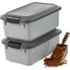 imageIRIS USA WeatherPro Airtight Pet Food Storage Container Up to 14 lbs Dog Cat Bird and Other Pet Food Storage Bin Keep Pests Out Translucent Body BPA Free Stackable 2 Pack Gray