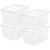 imageIRIS USA 4Pack Storage Bins with Lids 58 Quart Clear Stackable Containers Box Organize Shoes Closet Shelves Clothes Blankets Towels  BPAFree Plastic