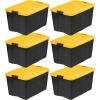 imageIRIS USA 72 Qt Stackable Plastic Storage Bins with Lids 6 Pack  BPAFree Made in USA  Garage Organizing Solution Latches Durable Nestable Containers Secure Pull Handle  BlackYellow72 Qt
