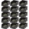 imageIRIS USA Extra Small Stackable Storage Bins 15Pack 55 x 45 x 3 inch Made in USA Plastic Open Front Shelf Bin for Organizing Parts Hardware Tools Supplies Garage Shelf Pantry  BlackExtra Small