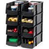 imageIRIS USA Extra Small Stackable Storage Bins 15Pack 55 x 45 x 3 inch Made in USA Plastic Open Front Shelf Bin for Organizing Parts Hardware Tools Supplies Garage Shelf Pantry  BlackLarge