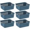 imageIRIS USA Plastic Basket 8Pack Small Shelves Storage Basket for Organizing Pantry Cabinet Bedroom Office Craft Room WhiteNavy