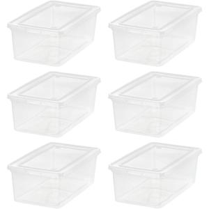imageIRIS USA 6Pack Storage Bins with Lids 6 Quart  Crystal Clear Shoe Boxes Stackable Containers Organize Shoes Closet Shelves Teacher Tools Classroom Organization Game  BPAFree Plastic6 Qt  6 Pack