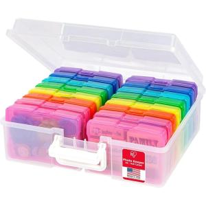 imageIRIS USA Photo Storage Case with 16 Inner 4quot x 6quot Picture Cases Opaque Picture Container with Handle for Privacy LightSensitive Organization for Scrapbooking Stationery Keepsakes Art Supplies BlackFits 4 x 6  16 Color Pack w Outer Case