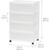 imageIRIS USA Plastic Drawer Storage Organizer Rolling Cart with Wheels Casters 4Drawers for Art Craft Supplies Bathroom Dorm Bedroom Laundry Room Wide WhiteClearWhitePearl