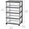 imageIRIS USA Plastic Drawer Storage Organizer Rolling Cart with Wheels Casters 5Drawers for Art Craft Supplies Bathroom Dorm Bedroom Laundry Room Wide WhiteBlack