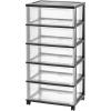 imageIRIS USA Plastic Drawer Storage Organizer Rolling Cart with Wheels Casters 5Drawers for Art Craft Supplies Bathroom Dorm Bedroom Laundry Room Wide WhiteBlack