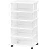 imageIRIS USA Plastic Drawer Storage Organizer Rolling Cart with Wheels Casters 5Drawers for Art Craft Supplies Bathroom Dorm Bedroom Laundry Room Wide WhiteWhite