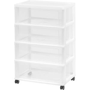 imageIRIS USA Plastic Drawer Storage Organizer Rolling Cart with Wheels Casters 4Drawers for Art Craft Supplies Bathroom Dorm Bedroom Laundry Room Wide WhiteClearWhiteClear
