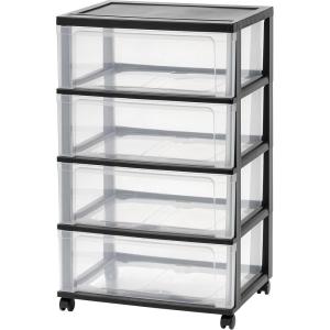 imageIRIS USA Plastic Drawer Storage Organizer Rolling Cart with Wheels Casters 5Drawers for Art Craft Supplies Bathroom Dorm Bedroom Laundry Room Wide WhiteBlack