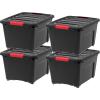 imageIRIS USA 27 Qt Stackable Plastic Storage Bins with Lids 2 Pack  BPAFree Made in USA  Discreet Organizing Solution Latches Durable Nestable Containers Secure Pull Handle  ClearBlack