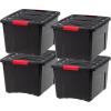 imageIRIS USA 27 Qt Stackable Plastic Storage Bins with Lids 2 Pack  BPAFree Made in USA  Discreet Organizing Solution Latches Durable Nestable Containers Secure Pull Handle  ClearBlack