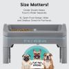 imageIRIS USA Adjustable Elevated Dog Bowls Height Adjustable Raised Dog Bowl Stand Double Food Bowls Easy to Clean Removable Feeding Station for Small to Large Pets GrayDog Feeding Station