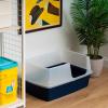 imageIRIS USA Cat Litter Box Open Top with Scoop Easy Clean Plastic Pan for Indoor Cats ampamp Kittens BeigeNavy