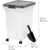 imageIRIS USA Dog Food Storage Container 58 lbs Attachable Wheels ampamp Included Scoop for Dog Cat Birds and other Pets Food Storage Bin Keep Fresh Easy Mobility BPA Free  Made in the USA Dark Gray