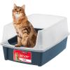 imageIRIS USA Cat Litter Box Open Top with Scoop Easy Clean Plastic Pan for Indoor Cats ampamp Kittens BeigeNavy