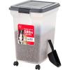 imageIRIS USA Dog Food Storage Container 58 lbs Attachable Wheels ampamp Included Scoop for Dog Cat Birds and other Pets Food Storage Bin Keep Fresh Easy Mobility BPA Free  Made in the USA Dark Gray