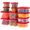 imageIRIS USA Plastic Food Storage Containers 44 Piece 12oz  45oz Combo Set 22 Food Containers With Lids Leftovers Meal Prep Office Lunch Snack Fruit Microwave Dishwasher Freezer Safe BPA FreeClear Red