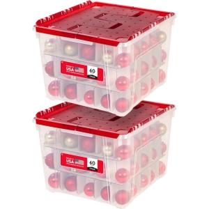 imageIRIS USA 12 Qt Plastic Storage Bins Containers with Lids 4 Pack Sensory Bin Craft Storage Craft Organizers and Storage Organizing Container for Home Office School Supplies Stackable ClearRed60 Qt  2 Pack