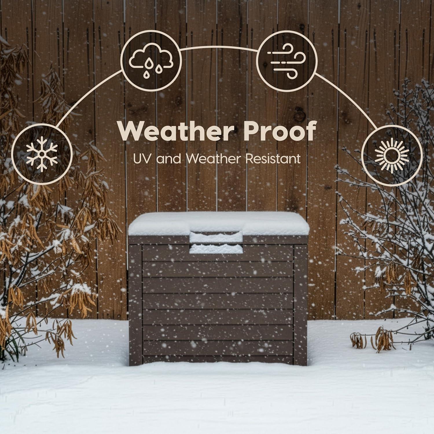 imageIRIS USA 35Gallon Outdoor Deck Storage Box Lockable ampamp UVProtected WeatherResistant Patio Storage for Cushions Garden Tools ampamp Packages Waterproof Resin Durable ampamp Stylish Design  BrownBrown