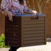 imageIRIS USA 35Gallon Outdoor Deck Storage Box Lockable ampamp UVProtected WeatherResistant Patio Storage for Cushions Garden Tools ampamp Packages Waterproof Resin Durable ampamp Stylish Design  BrownBrown