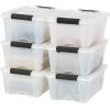 image:imageIRIS 5 Gallon Lockable Storage Totes with Lids 6 Pack  Black ampamp 12 Quart Stackable Plastic Storage Bins with Lids and Latching Buckles 6 Pack  Pearl Modern Lidded Home Storage Bins
