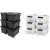 image:imageIRIS 5 Gallon Lockable Storage Totes with Lids 6 Pack  Black ampamp 12 Quart Stackable Plastic Storage Bins with Lids and Latching Buckles 6 Pack  Pearl Modern Lidded Home Storage Bins