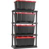 image:imageIRIS USA 4Tier Heavy Duty Plastic Shelving Unit and Heavy Duty Storage Tote Bins Modular Shelf Garage Rack Organizer  4Pack 27 Gallon Storage Containers