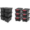 image:imageIRIS USA 5 Gallon Lockable Storage Totes with Lids 6 Pack  Black ampamp USA 12 Quart Stackable Plastic Storage Bins with Lids and Latching Buckles 6 Pack  Black Containers with Lids and Latches