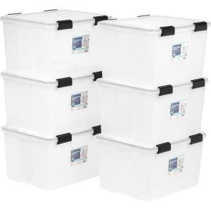image:imageIRIS USA 47 Quart WEATHERPRO Plastic Storage Bins with Lids Tote Organizing Container with Durable Lid and Seal and Secure Latching Buckles 6 Pack466 Qt  6 Pack