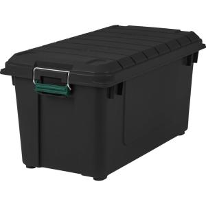 image:imageRemington 10 Gallon Loackable Storage Totes with Lids Green Lid HeavyDuty Durable Stackable Containers Large Garage Organizing Bins Moving Tubs Rugged Sturdy Equipment Utility Tool Box874 Quart