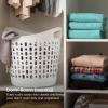 image:imageIRIS USA Laundry Basket Hamper 40L Flexible Portable Plastic Dirty Clothes Bag with Ventilation Holes for Bedroom Bathroom Apartment Dorm Laundry Room Blankets Pillows Trinkets Organization White