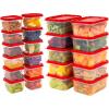 image:imageIRIS USA 12 PC Plastic Food Storage Containers With Lids  6 Meal Prep Containers Set Leftovers Potluck Office Lunch Salad Snack Fruit Microwave Dishwasher Freezer Safe BPA Free ClearRedClearRed