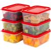 image:imageIRIS USA 12 PC Plastic Food Storage Containers With Lids  6 Meal Prep Containers Set Leftovers Potluck Office Lunch Salad Snack Fruit Microwave Dishwasher Freezer Safe BPA Free ClearRedClearRed