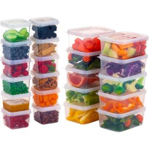 image:imageIRIS USA 12 PC Plastic Food Storage Containers With Lids  6 Meal Prep Containers Set Leftovers Potluck Office Lunch Salad Snack Fruit Microwave Dishwasher Freezer Safe BPA Free ClearRedClearClear