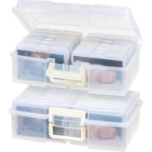 image:imageIRIS USA WeatherPro Photo Storage Case with 7 Inner 4 x 6 Picture Cases 2Pack Weathertight Organization Container for Pictures Scrapbooking Stationery Journaling Ephemera Art Supplies ClearClear