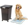 image:imageIRIS USA 55 Lb  67 Qt WeatherPro Airtight Pet Food Storage Container with Attachable Caster and Large Training Pad Holder Set Easy Mobility Keep Pests Out Keep Fresh Floor Protection Secure Smoke