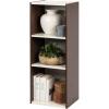 image:imageIRIS USA Inc 3Tier Cubby Storage Bookshelf with Adjustable Shelves 14 Width Stackable Easy Assembly Space Saving Shelving Unit Bookcase Walnut BrownWhite