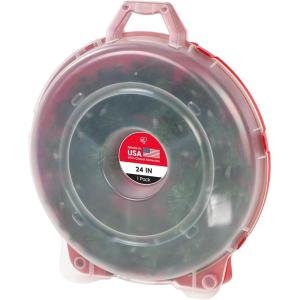 image:imageIRIS USA 24 Christmas Wreath Storage Container with Latches and Handle 1Pack for GarlandWreath Christmas Decorations Heavy Duty Portable High Protection Space Saving Storage ClearRed