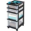image:imageIRIS USA Inc 4Drawer Rolling Storage Cart with Organizer Top Black