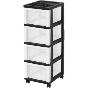 image:imageIRIS 9Drawer Storage Cart with Organizer Top WhiteBlackPearl