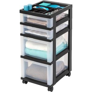image:imageIRIS USA Inc 4Drawer Rolling Storage Cart with Organizer Top Black